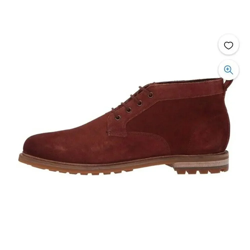 Clarks Men Foxwell‎ Mid Brown Suede Leather Lace Up Boot Cushion Plus Size 11.5